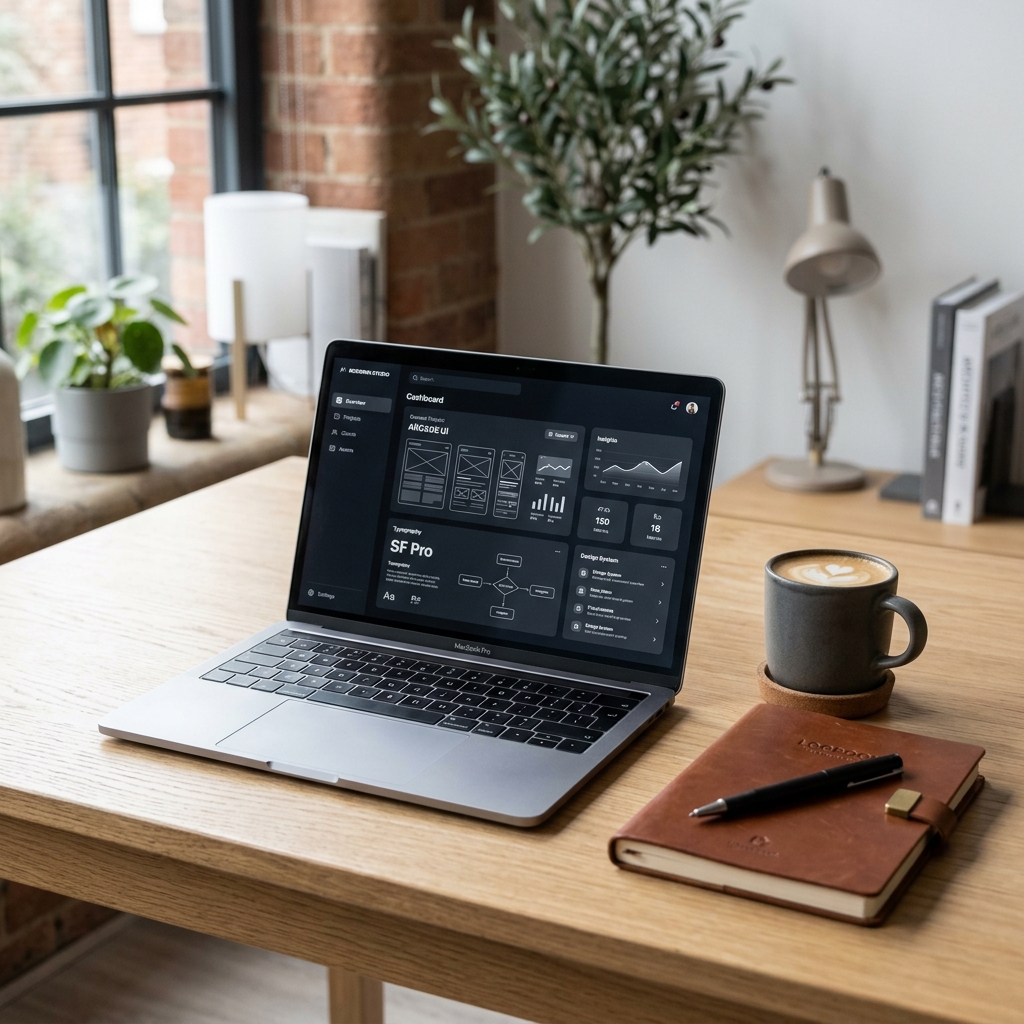 Minimalist desk with laptop